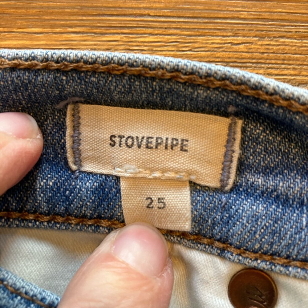 Madewell Stovepipe Classic 5 pocket light wash medium rise stretch denim size 25 - Picture 4 of 4